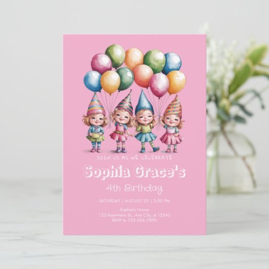 Heerlijke Waterverf Gnome Girls Kaart (Staand voorkant)