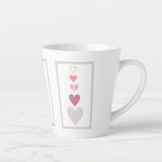 Heest Pattern Modern Cute Pink Grey White Latte Mok (Rechts)