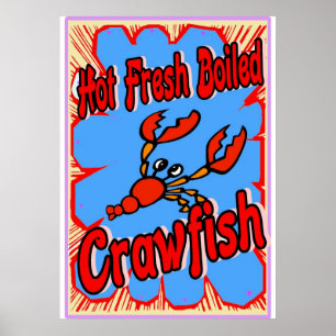 Heet boiled Crawfish Sign. Poster