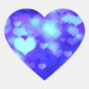 Heet Bokeh Light Background blue Hart Sticker