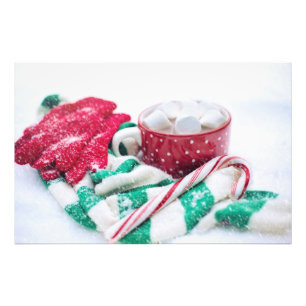 Heet Caca Kandijriet Kerst Scarf en Mitts Foto Afdruk