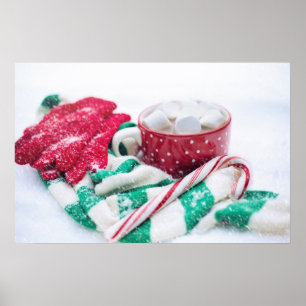 Heet Caca Kandijriet Kerst Scarf en Mitts Poster