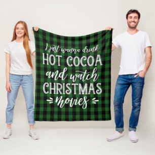 Heet cacao en kerstfilms   Groen Fleece Deken