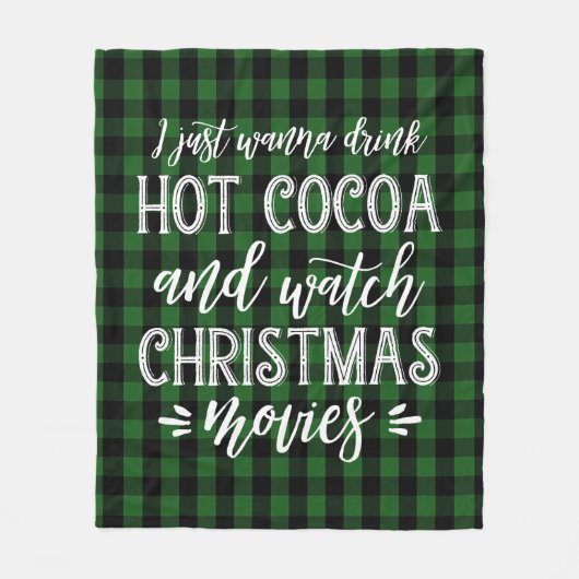 Heet cacao en kerstfilms | Groen Fleece Deken (Voorkant)