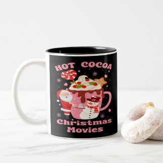 Heet cacao en kerstfilms tweekleurige koffiemok