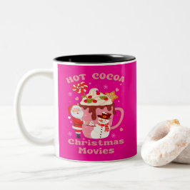 Heet cacao en kerstfilms tweekleurige koffiemok