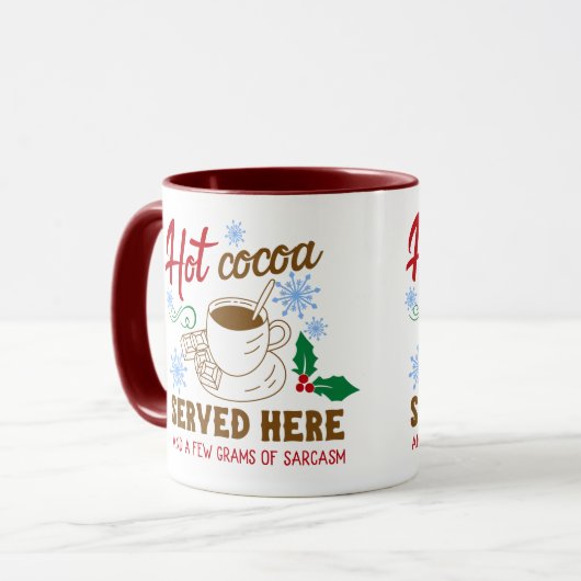 Heet cacao en Sarcasm Kerstmis Mok (Voorkant links)