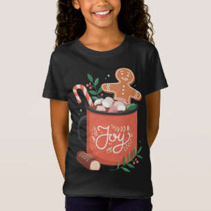 Heet Cacao Gingerbread Man met Candy Cane Joy T-shirt