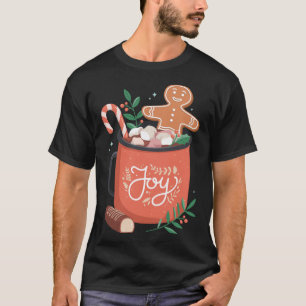 Heet Cacao Gingerbread Man met Candy Cane Joy T-shirt