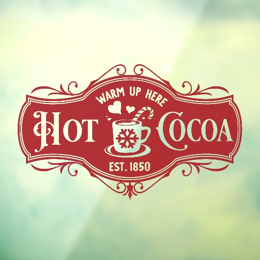 Heet Cacao warm hier Kerstmis Raamsticker (Vel 3)