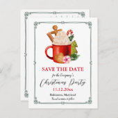 Heet cacaofestief | Kerstpartij sparen de datum Aankondigingskaart (Voorkant / Achterkant)