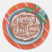 Heet cacaoMok met briefing voor kerst rood Ronde Sticker (Voorkant)