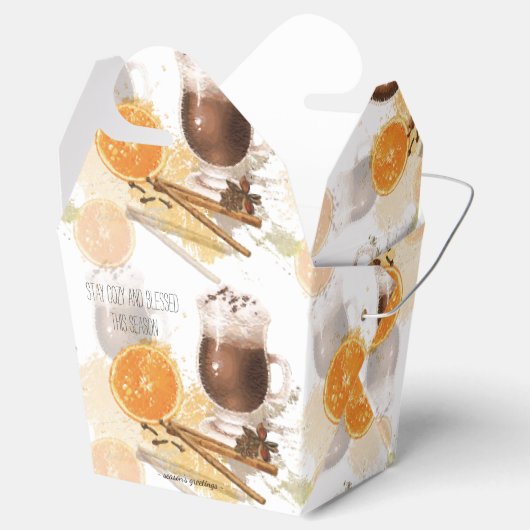 Heet-Chocolade Cinnamon Oranje Seizoensgroeten Bedankdoosjes (Geopend)