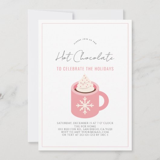 Heet chocolade/Cocoa roze Mok feestdag Kaart (Voorkant)