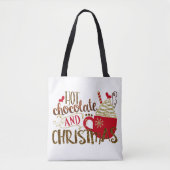 Heet chocolade en kerstfeestmaal glitter Sparkle Draagtas (Voorkant)