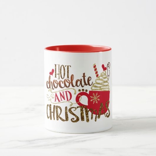 Heet chocolade en kerstfeestmaal glitter Sparkle Mok (Midden)