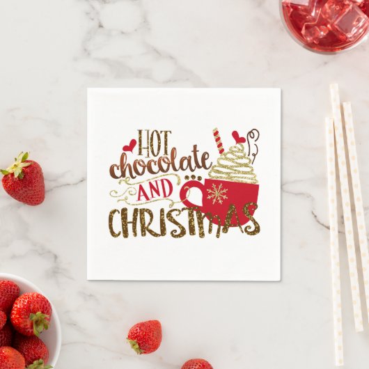 Heet chocolade en kerstfeestmaal glitter Sparkle Servet (Insitu)
