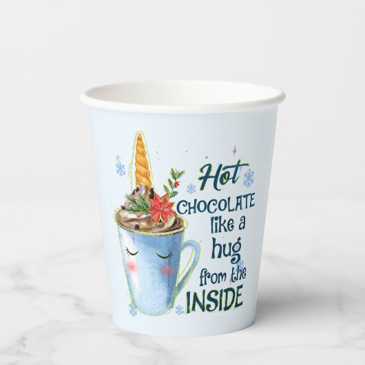 Heet Chocolade Unicorn Papieren Bekers (Achterkant)