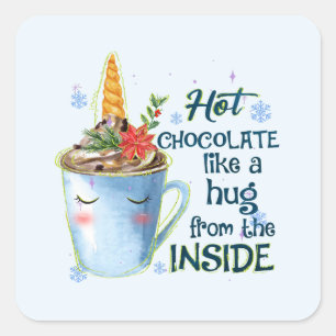 Heet Chocolade Unicorn Vierkante Sticker
