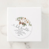 Heet chocoladebom label. Evergreen hot cacaobom Bedankjes Labels (In situ)