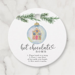 Heet chocoladebom label. Waterverf winter Bedankjes Labels