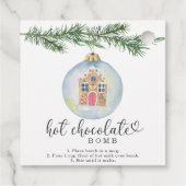 Heet chocoladebom label. Waterverf winter Bedankjes Labels (Achterkant)