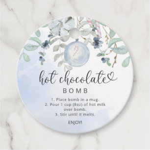 Heet chocoladebom label. Waterverf winter Bedankjes Labels