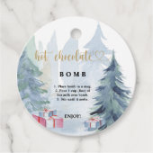 Heet chocoladebom label. Winterhete cacaombom Bedankjes Labels (Voorkant)