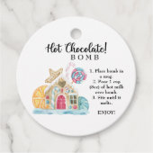 Heet chocoladebom label. Winterhete cacaombom Bedankjes Labels (Voorkant)