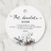 Heet chocoladebom label. Winterhete cacaombom Bedankjes Labels (Voorkant)