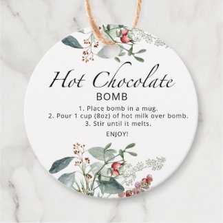 Heet chocoladebom label. Winterhete cacaombom Bedankjes Labels