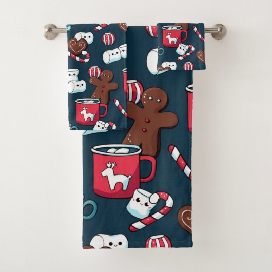 Heet Coco en kerstboompatroon Bad Handdoek (Insitu)