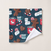 Heet Coco en kerstboompatroon Bad Handdoek (Wasdoekje)