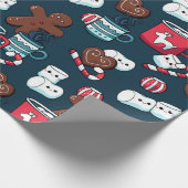 Heet Coco en kerstboompatroon Cadeaupapier (Hoek)