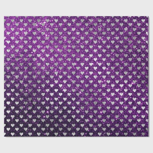 Heet Confetti Silver Grey Glitter Paars Plum Cadeaupapier (Vlak)