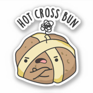 Heet Cross Bun Grappig Eten Pun Sticker