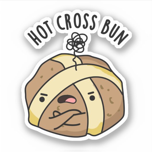 Heet Cross Bun Grappig Eten Pun Sticker (Voorkant)