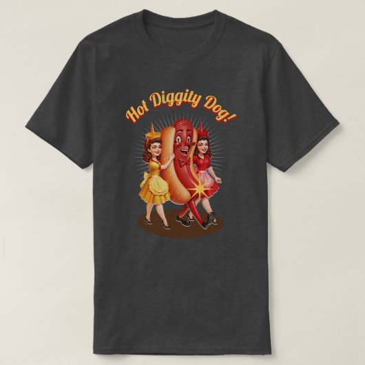 Heet Diggity Hond! Hot Dog T-shirt (Design voorkant)