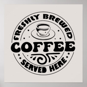 Heet gebrouwen koffie verkocht hier verkopers poster
