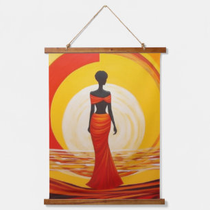 Heet geel sinaasappel rood afrikaanse vrouw kunst hangend wandkleed