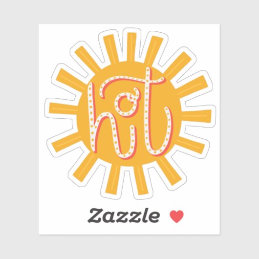 Heet. Grappige schattige gele zon / Zomerzon Sticker (Vel)