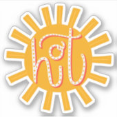 Heet. Grappige schattige gele zon / Zomerzon Sticker (Voorkant)