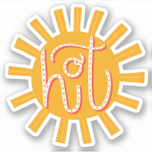 Heet. Grappige schattige gele zon / Zomerzon Sticker (Voorkant)