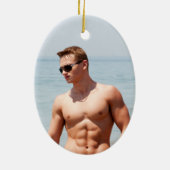 Heet Guy Bloed Borst Musculair Abs Beach Zelden Keramisch Ornament (Achterkant)