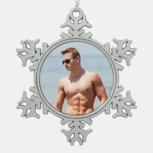 Heet Guy Bloed Borst Musculair Abs Beach Zelden Tin Sneeuwvlok Ornament