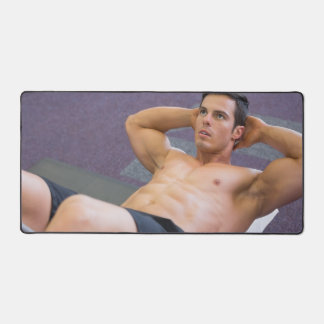 Heet Guy Sexy Bare Borst Musculair Man Oefeningen Bureaumat