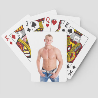 Heet Guy Sexy Shirtless Musea Blond Hunk in Jeans Pokerkaarten