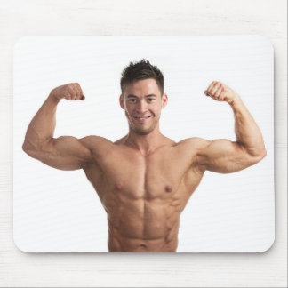 Heet Guy Sexy Shirtless Musea Man Hunk Biceps Pose Muismat