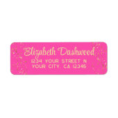 Heet helder roze nepgoud glitters moderne meisjesa etiket (Voorkant)