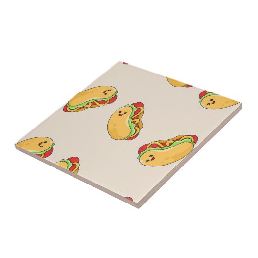 Heet-hondenvoedselpersonage op roze tegeltje (Zijkant)